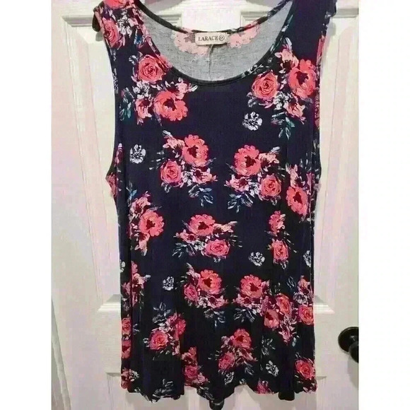 LARACE Women's 3X Floral Sleeveless Tunic Top Summer Casual Round Neck Comfy EUC - Picture 1 of 4